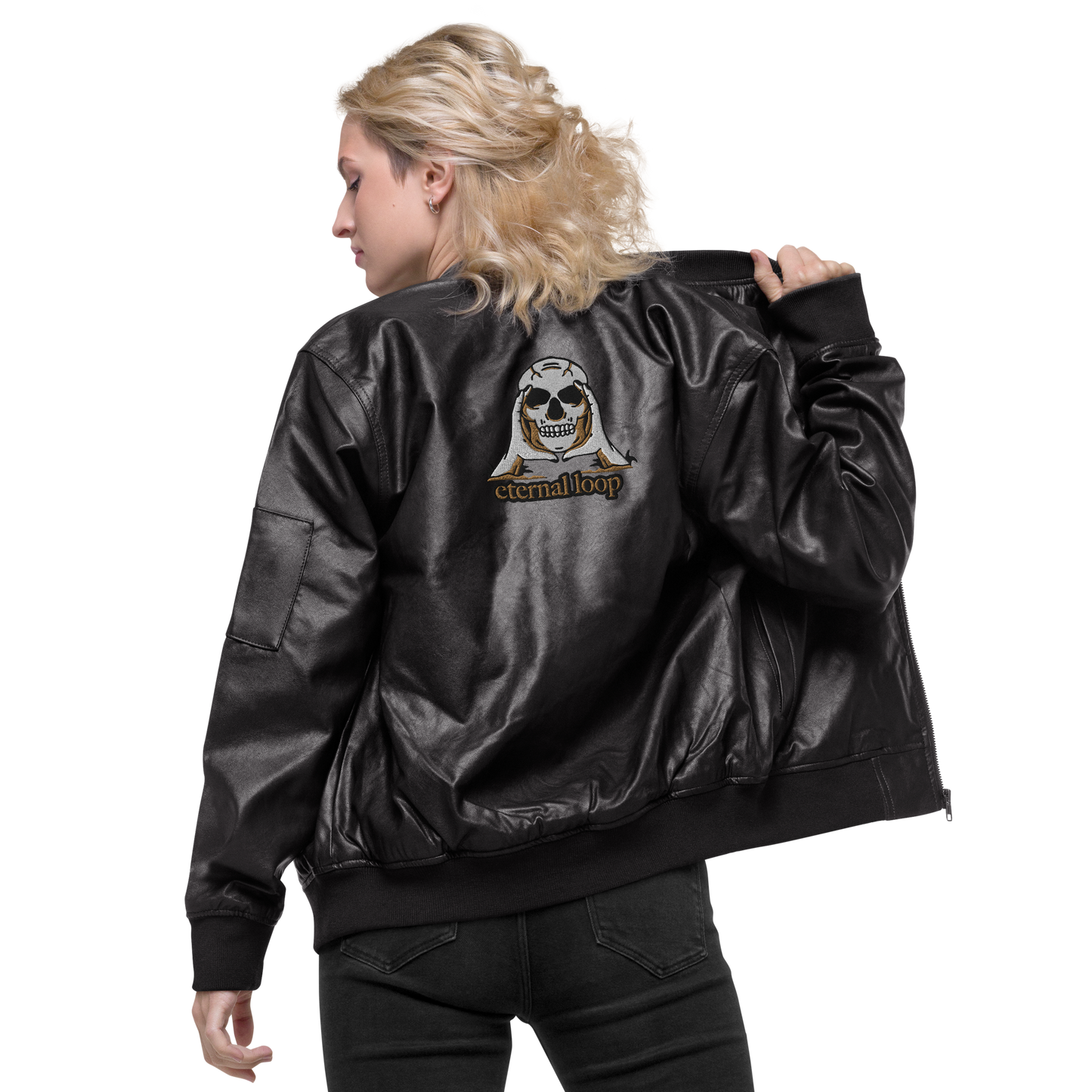 Enigma - Women's Leather Bomber Jacket